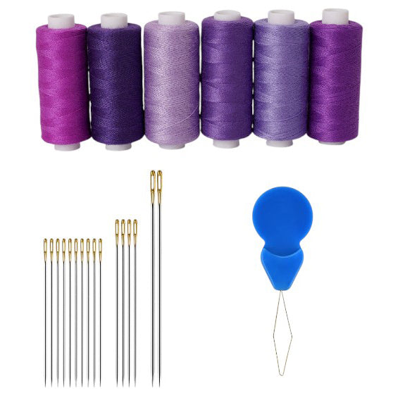 6-Piece Polyester Sewing Thread Kit with Needles and Threader for Hand Sewing and Embroidery