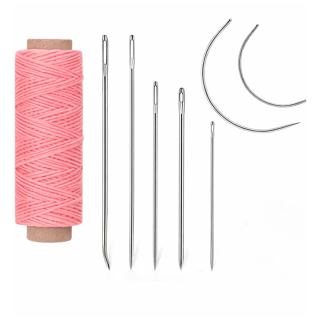 Waxed Thread Upholstery Needle Set with 7 Hand Sewing Needles for Leather Repair