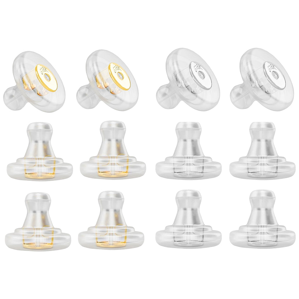 Hypoallergenic Silicone Earring Backs With Secure Locking Fit For Studs, Adults And Kids, Pack of 12