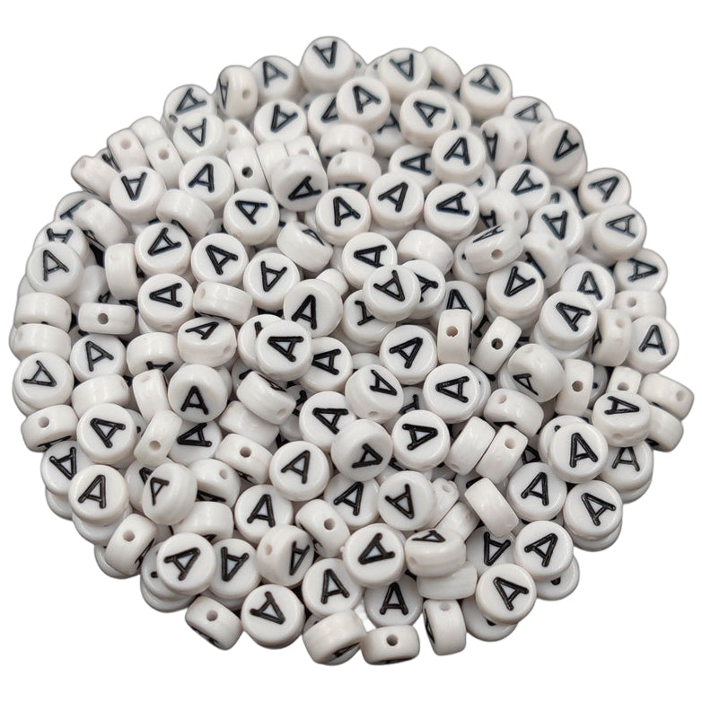 White Round Acrylic Alphabet Letter Beads for Bracelet and Jewelry Making 4x7mm, Pack of 300