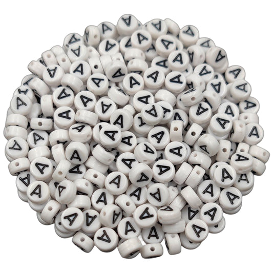 White Round Acrylic Alphabet Letter Beads for Bracelet and Jewelry Making 4x7mm, Pack of 300