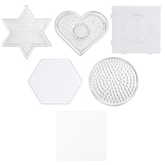 Clear Perler Beads Pegboard Basic Shapes Set with Iron Paper for Craft Projects and DIY Designs, Pack of 5