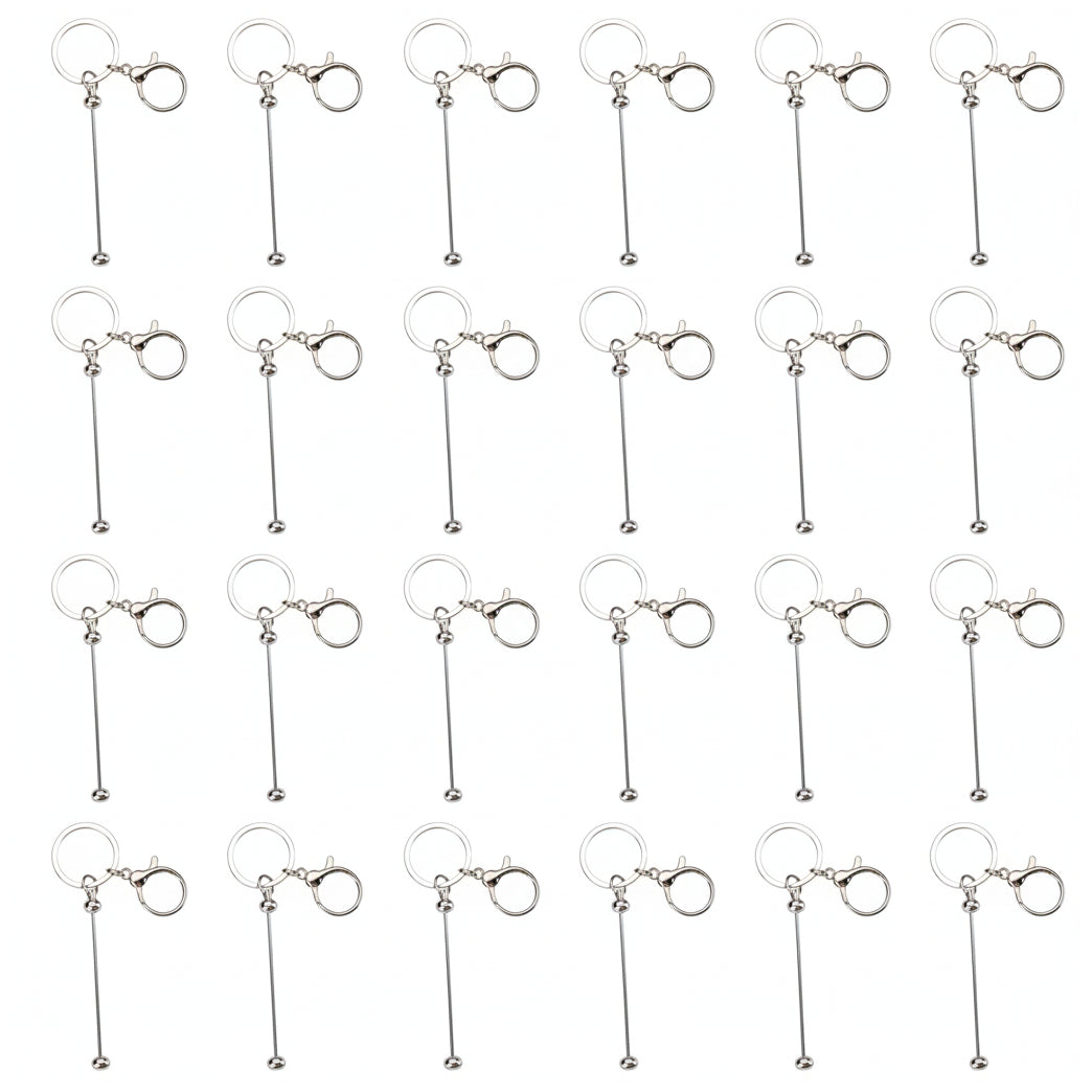 Beadable Keychain Bars Metal 14.8cm Blank Beaded Keychains for DIY Crafts Gifts and Jewelry Making