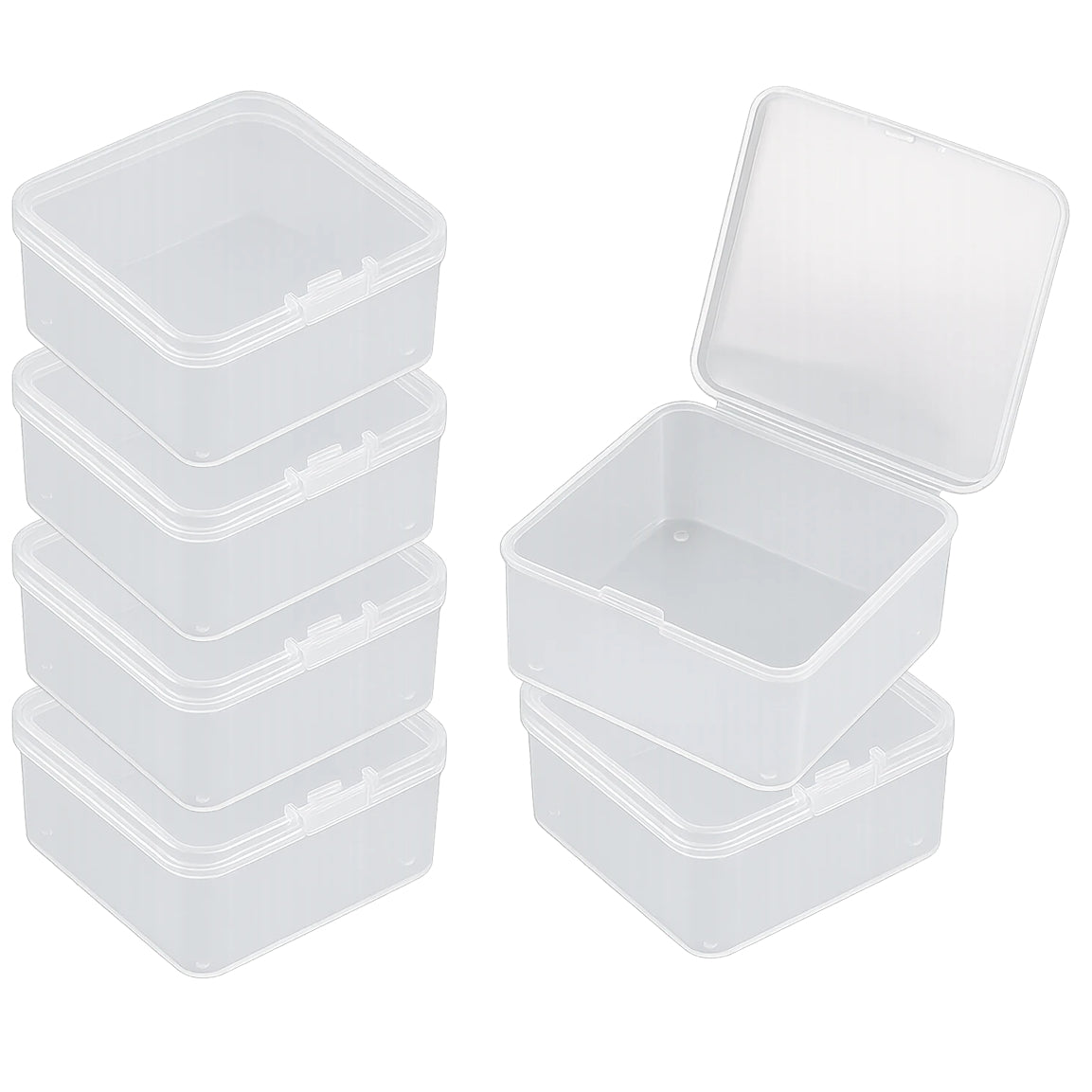 Clear Plastic Mini Storage Boxes for Beads, Jewelry, Crafts, and Small Item Organization, Pack of 6