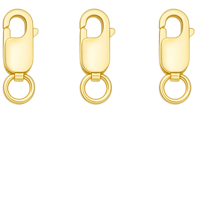18K Gold Rectangle Lobster Claw Clasps with Jump Rings for DIY Jewelry Making, Hypoallergenic Nickel Free