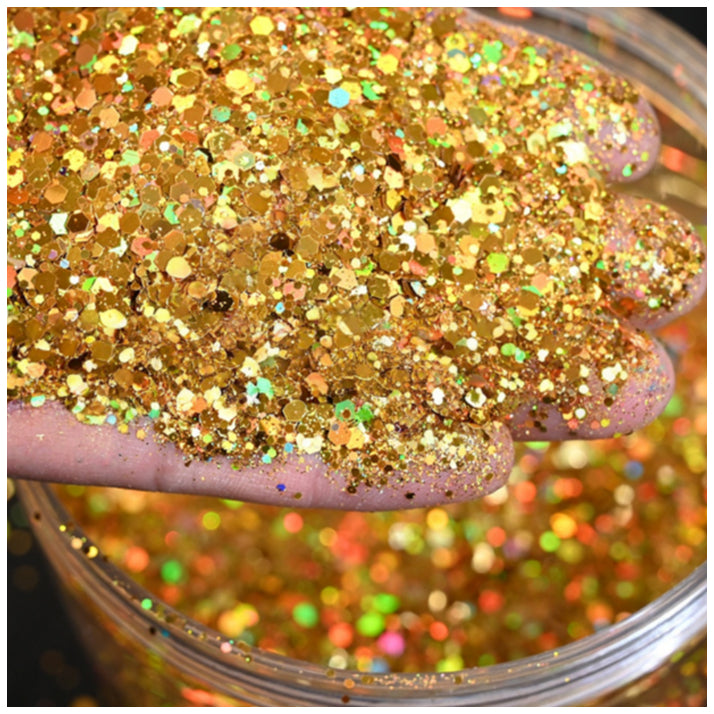 160g Holographic Chunky Glitter for Resin Art, Nails, Face, Hair, Tumblers, Crafts, and DIY Decorations
