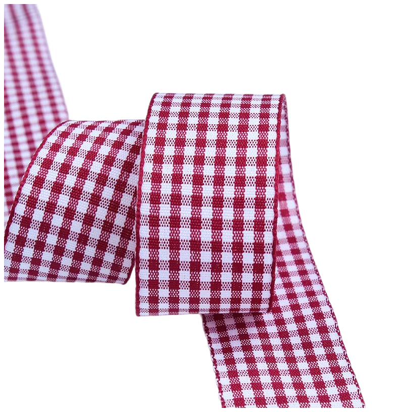 1 Inch Polyester Ribbon 50 Yard Double Faced Plaid Craft Trim for DIY Crafting, Scrapbooking and Christmas Gift Wrapping