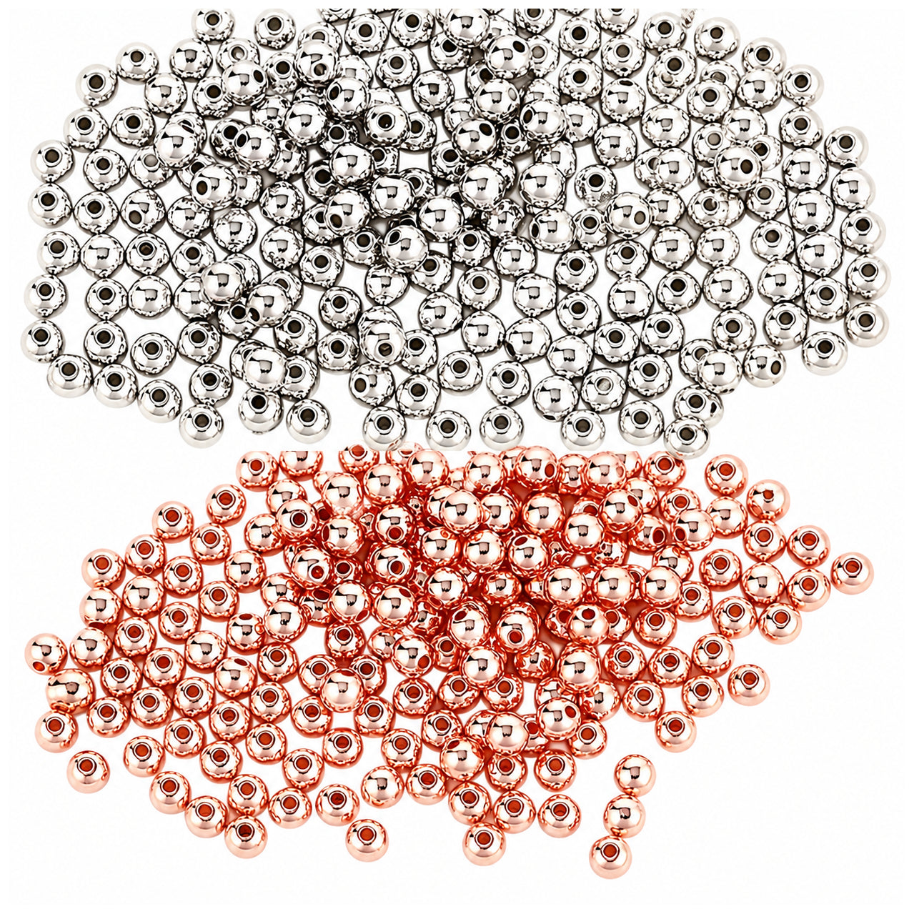 4mm Smooth Round Spacer Beads Coated Plastic Loose Ball Beads for Bracelet Jewelry Making