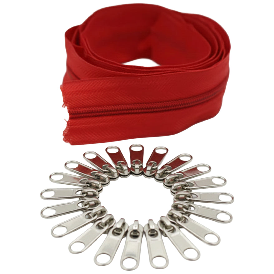 10 Yard Nylon Coil Zipper Roll with 25 Sliders Bulk Sewing Zippers for Bags Clothing Cushions and DIY Crafts
