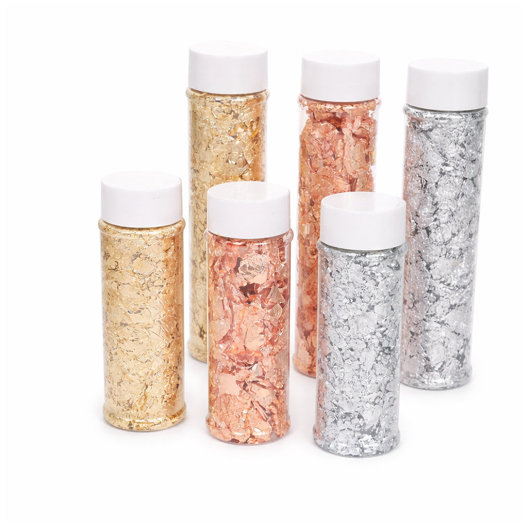 Metallic Foil Flakes with Tweezers for Resin Nail Art Painting Jewelry Making and DIY Crafts