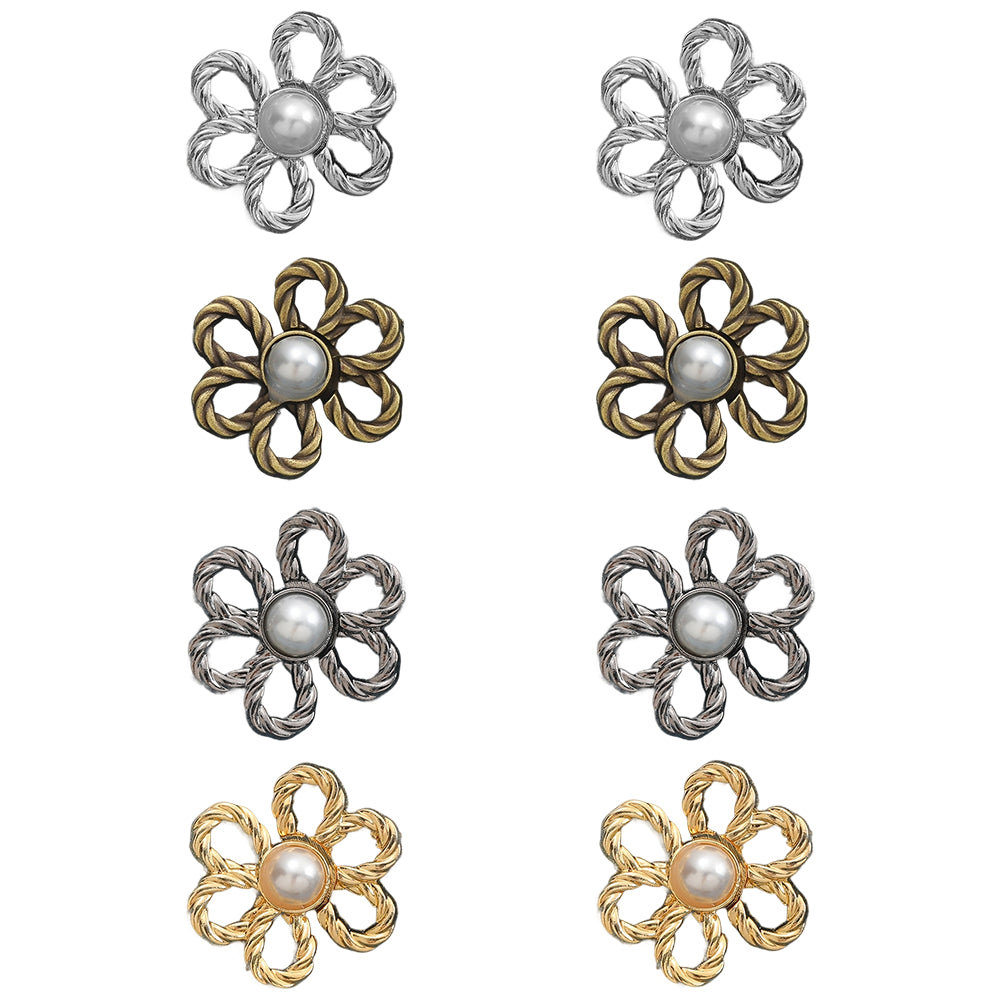 Adjustable No-Sew Flower Jean Buttons for Waist Tightening on Pants, Skirts and Clothing, Pack of 8