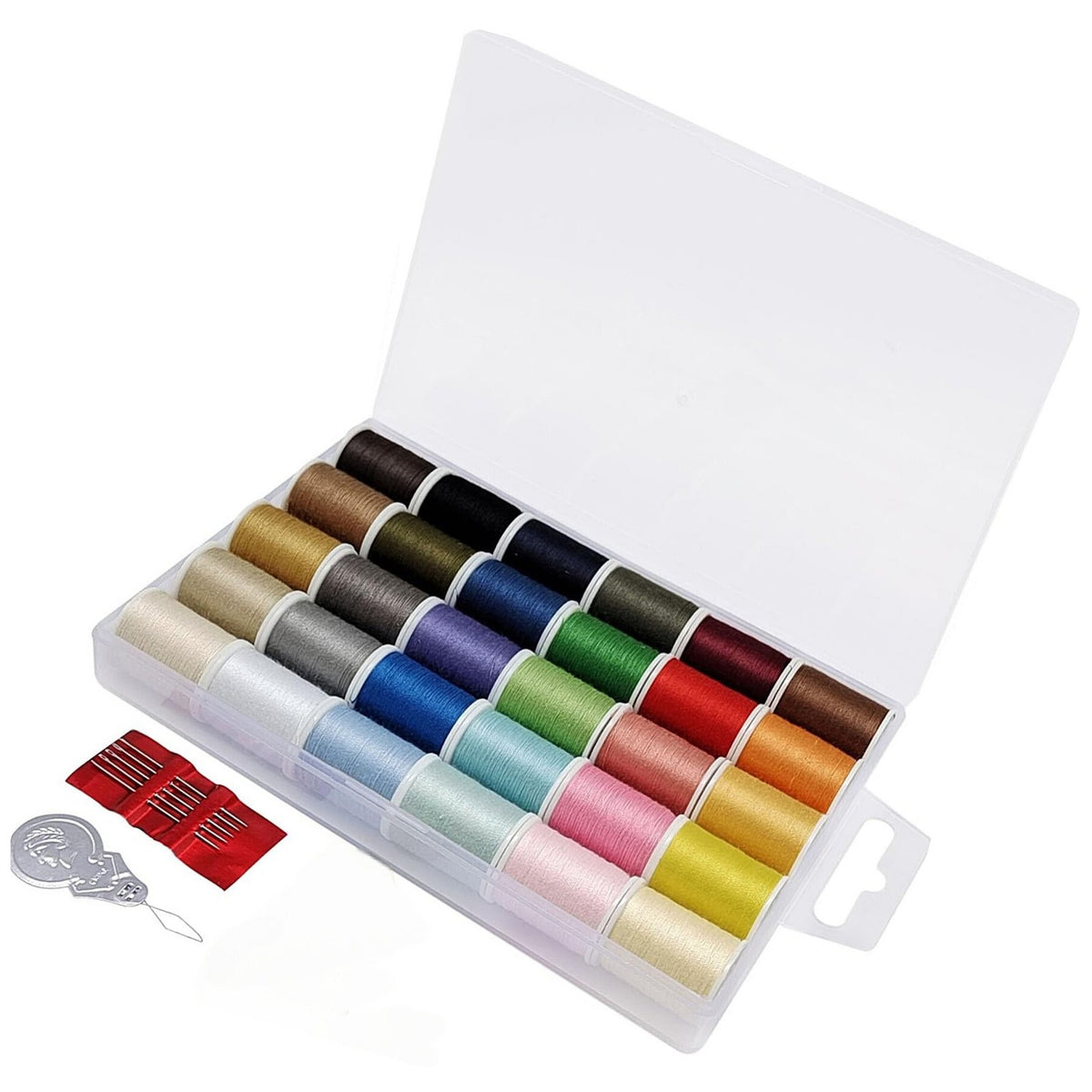Polyester Sewing Thread Set 30 Colors 50 Yards with Needles and Threader for Hand and Machine Sewing