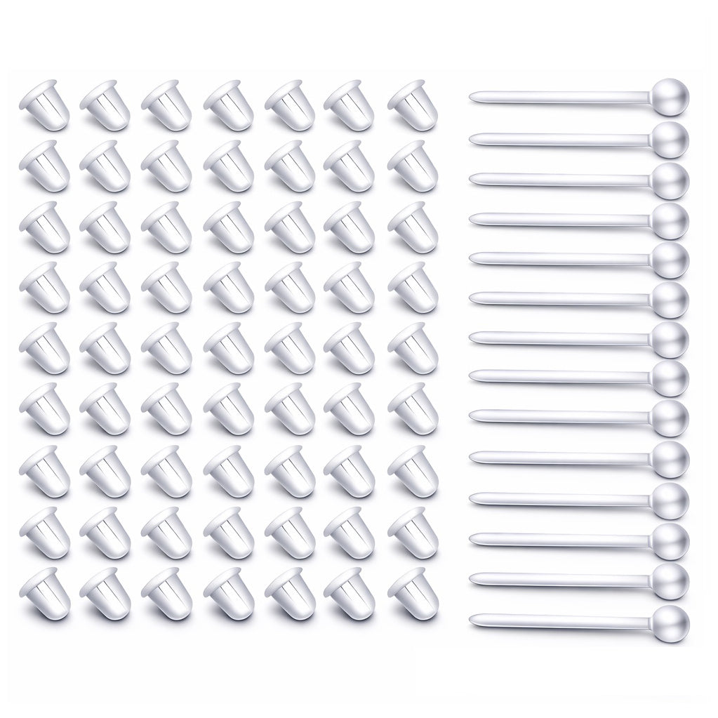 Clear Plastic Stud Earrings for Sports and Work Invisible Retainers for Sensitive Ears
