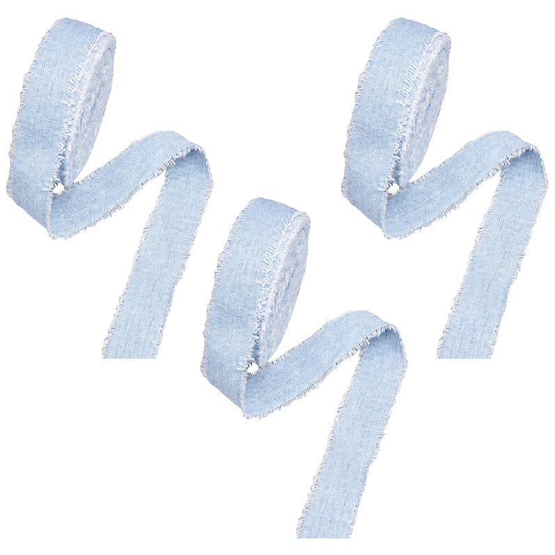 Cotton Frayed Fringe Ribbon 0.79 Inch x 18 Yards for DIY Crafts Wedding Gift Wrapping, Pack of 3