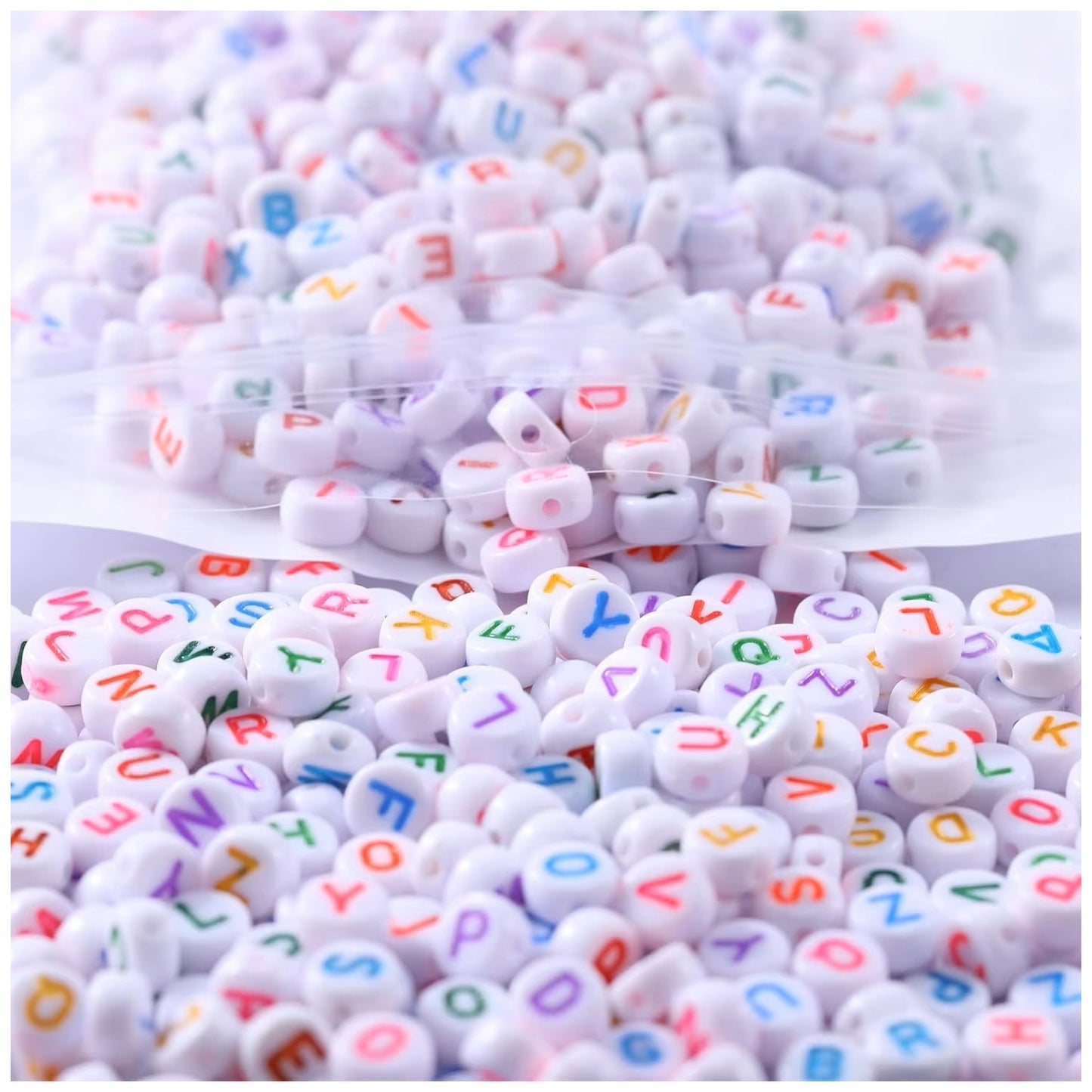 3500PCS Colorful Acrylic Letter Beads 4x7mm Round Alphabet Beads for DIY Jewelry Making Crafts