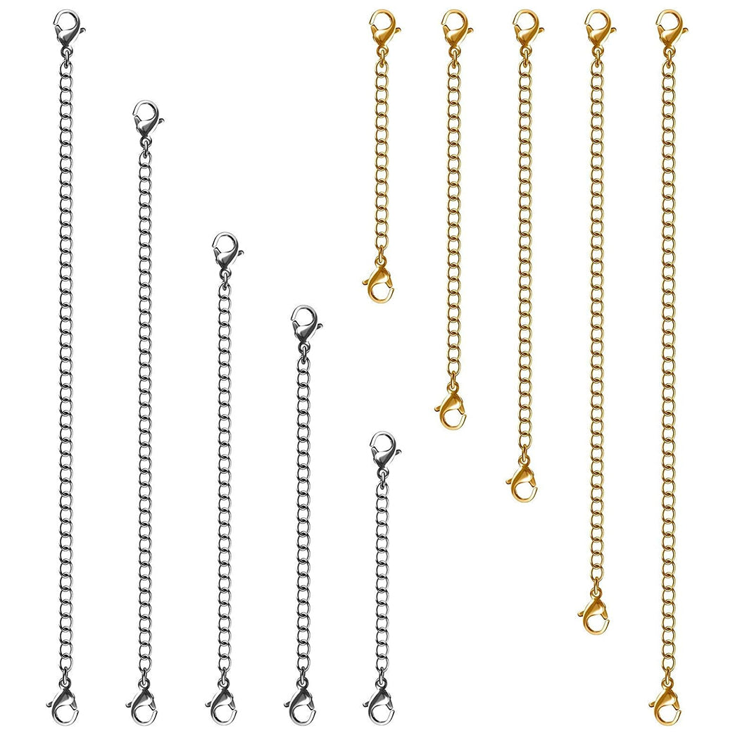 Necklace Extenders Chains with Lobster Clasps for Necklaces Bracelets Anklets Jewelry Making
