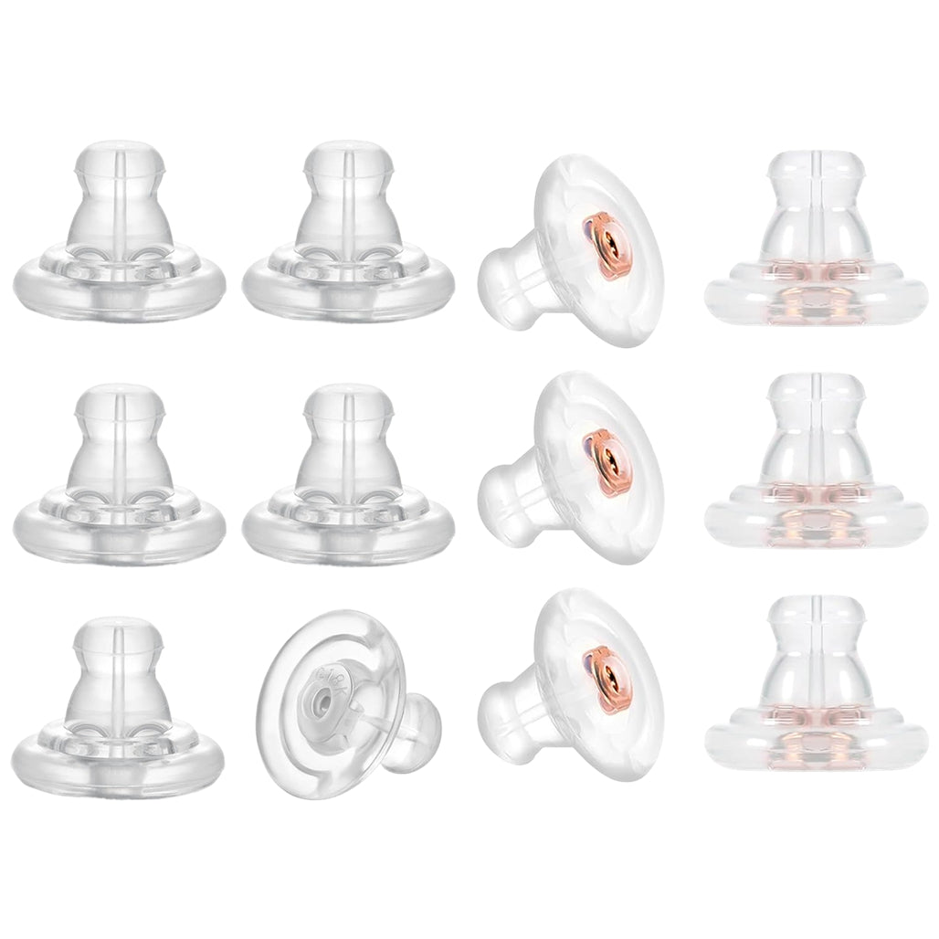 Hypoallergenic Silicone Earring Backs With Secure Locking Fit For Studs, Adults And Kids, Pack of 12