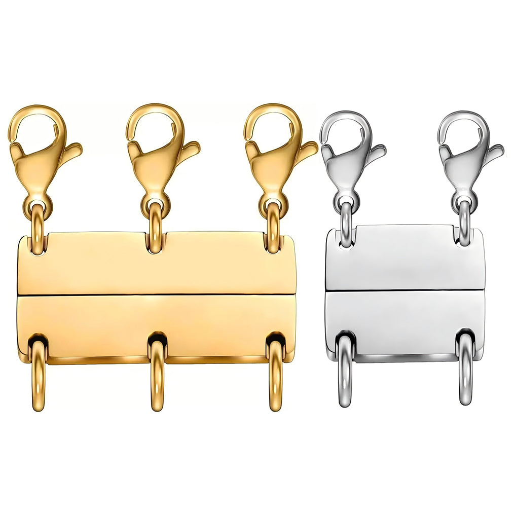 Magnetic Necklace Layering Clasp Separator in Gold for Multi Strand Chains and Secure Jewelry Closure