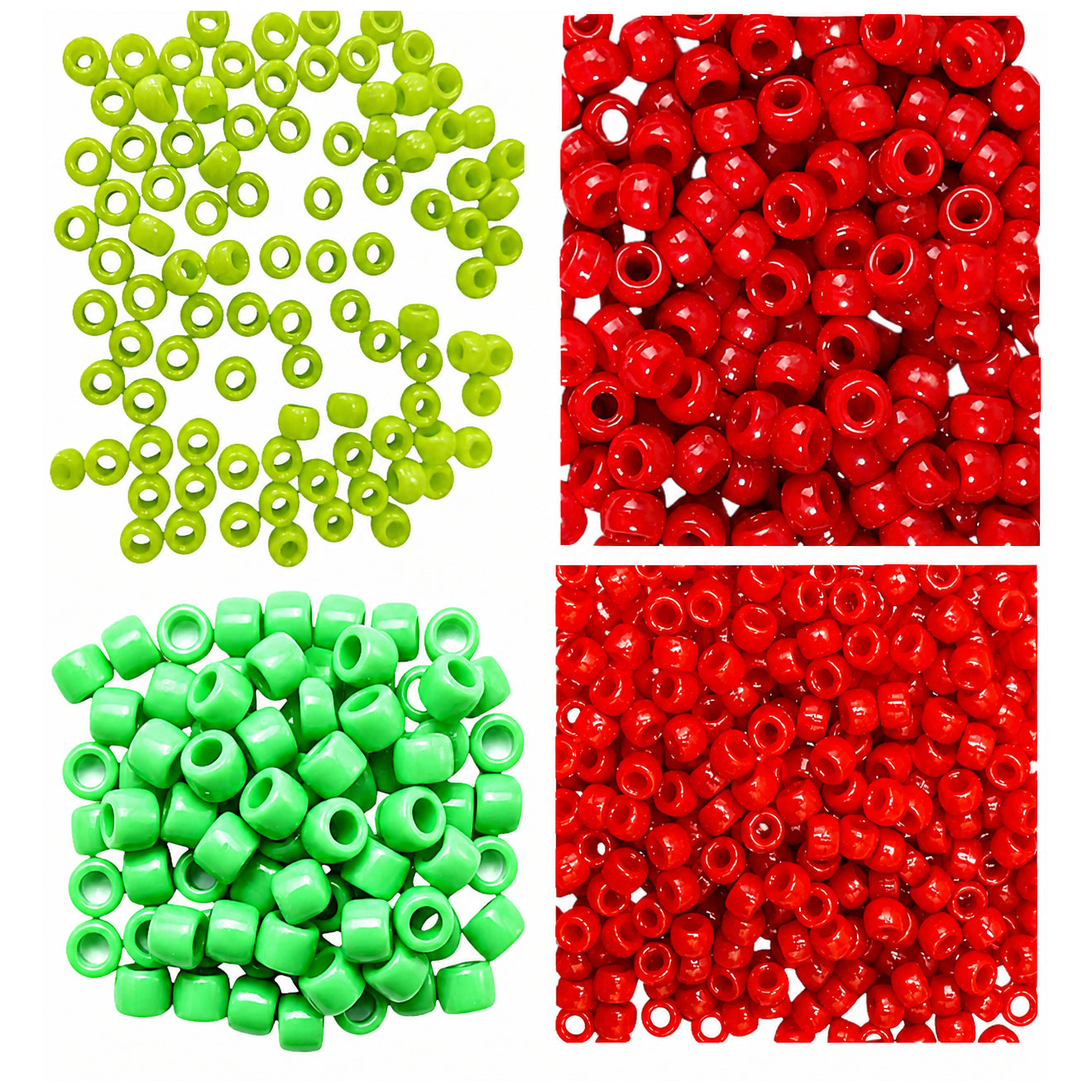 Pony Beads 6 x 9 mm Plastic Craft Beads for DIY Jewelry Hair and Decorations, Pack of 1200
