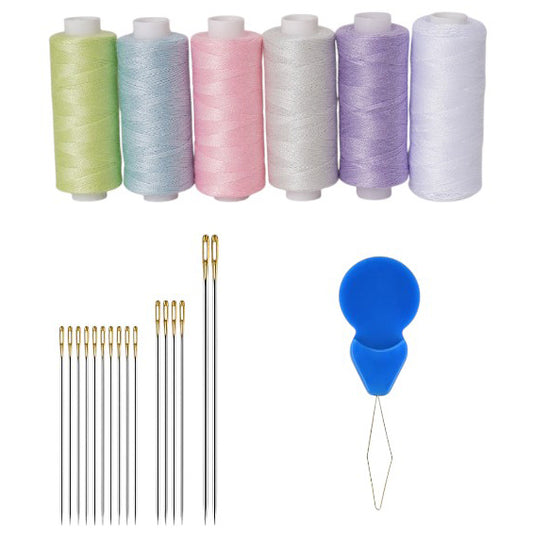 6-Piece Polyester Sewing Thread Kit with Needles and Threader for Hand Sewing and Embroidery