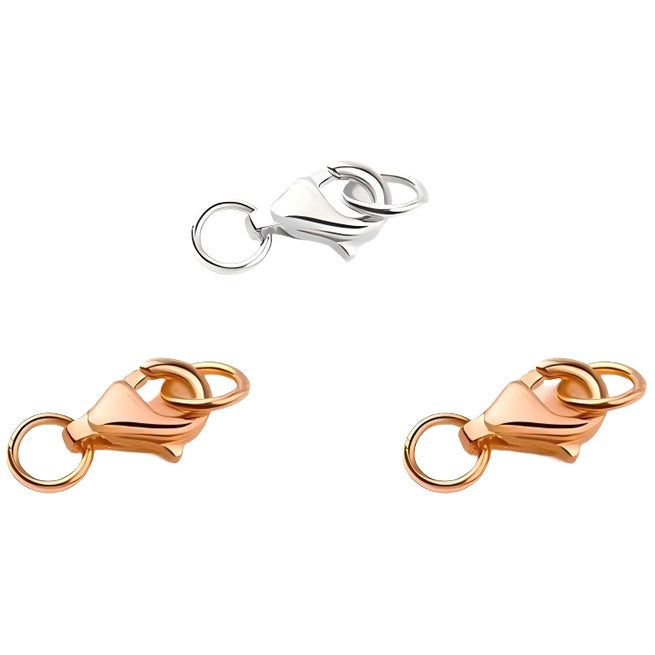 Lobster Claw Clasps with Jump Rings for Jewelry Making Necklace and Bracelet Closures, Pack of 3