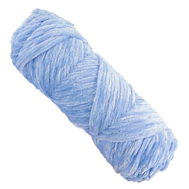 Light Blue Thick Chenille Yarn for Knitting/Crochet, #5 Weight (120 Yards)