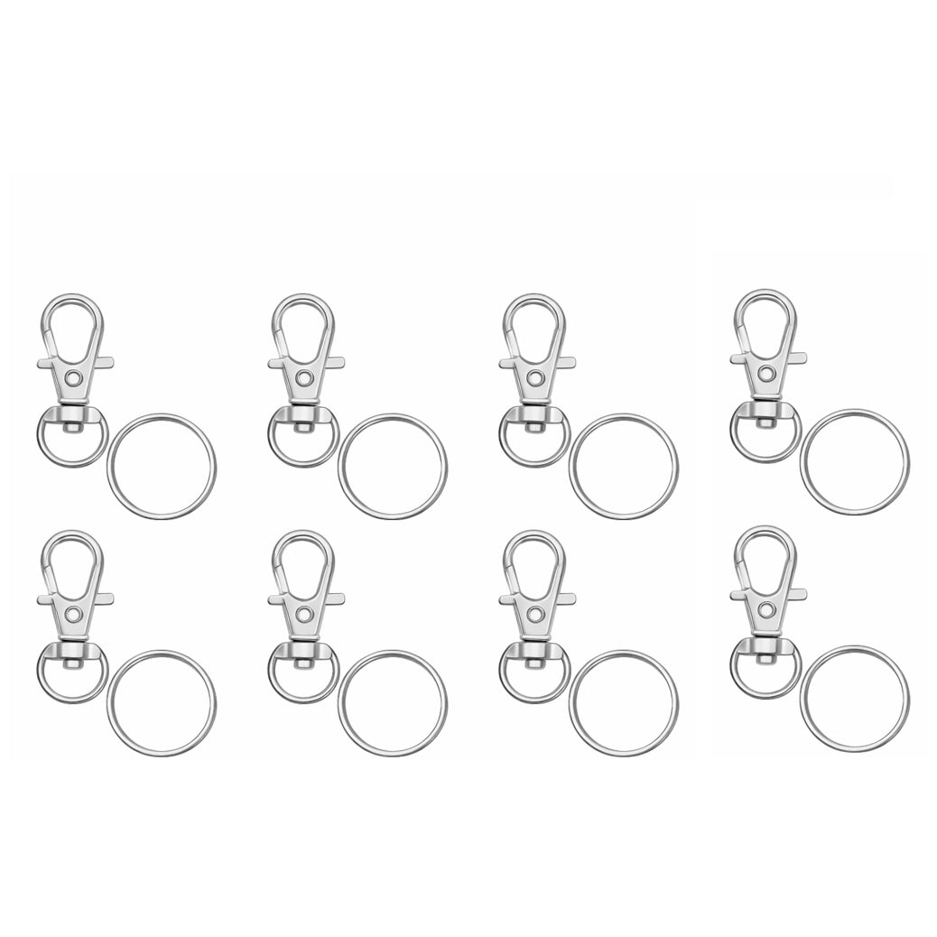 Metal Swivel Lobster Claw Keychain Clips with Large Key Rings for Keychain Making and DIY Craft Projects