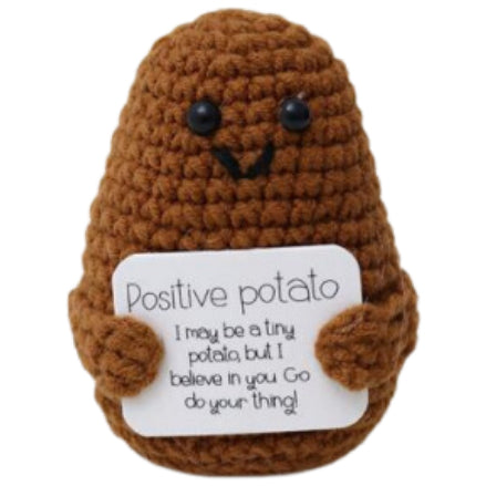 Dark Brown Potato Handmade Crochet Doll - Lovely Gift with Different Cards for Emotional Support & Positivity