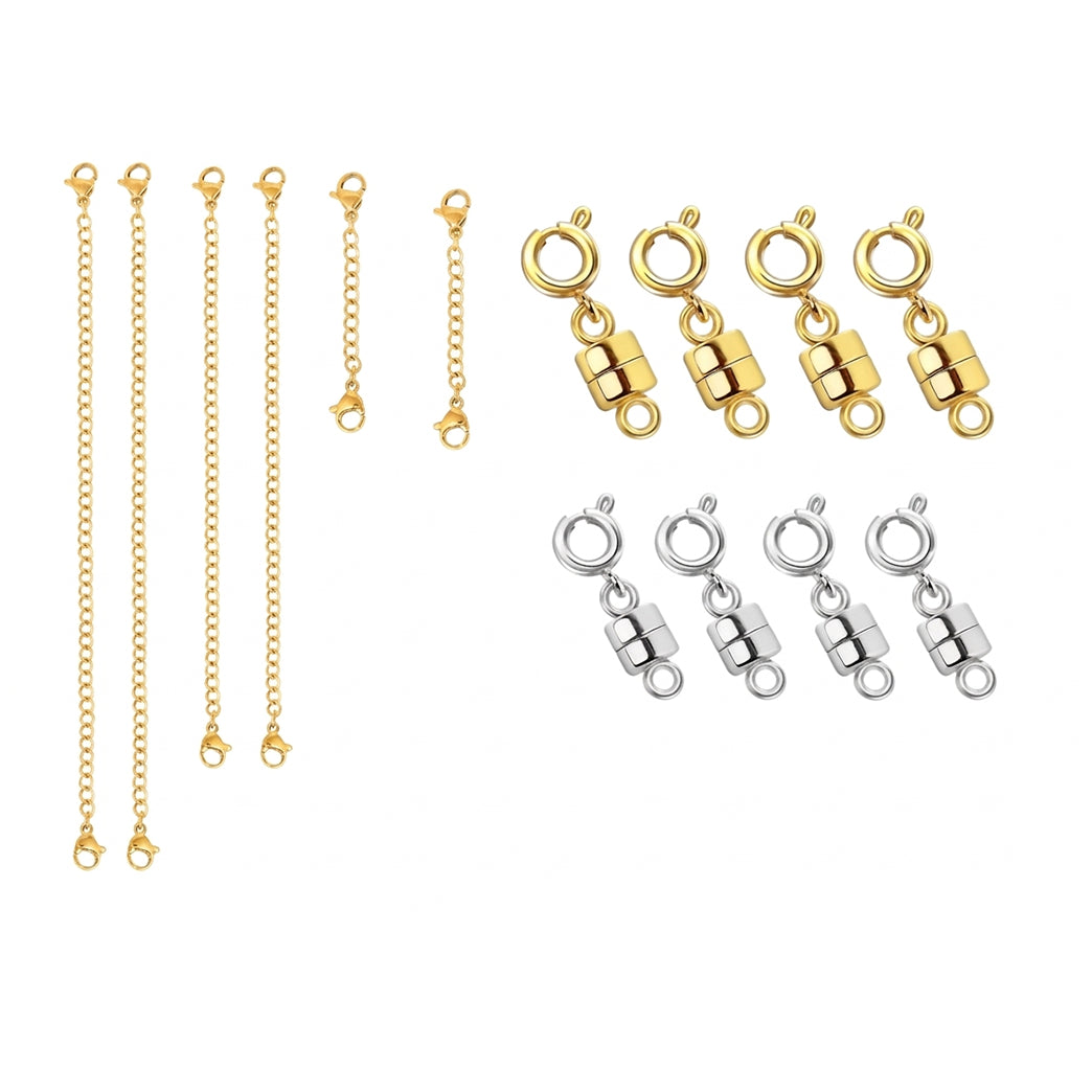 Magnetic Necklace Clasp and Chain Extender Set for Jewelry Repair Bracelets and DIY Accessories