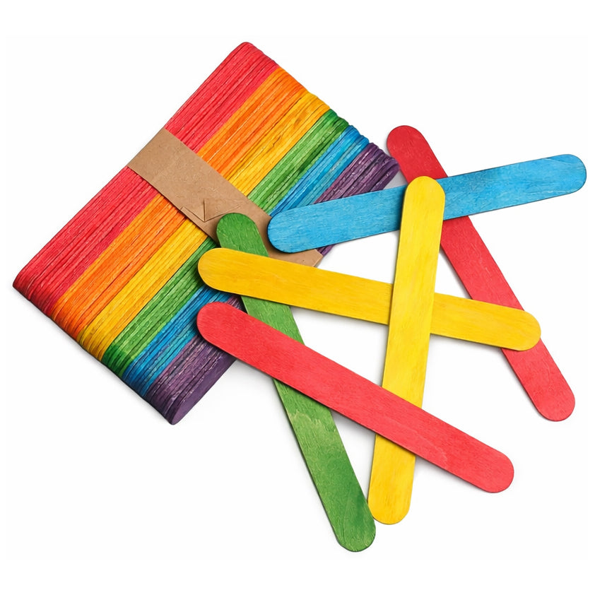 Jumbo 6 Inch Colored Wooden Popsicle Sticks Rainbow Craft Sticks for Kids Education Art and DIY Projects