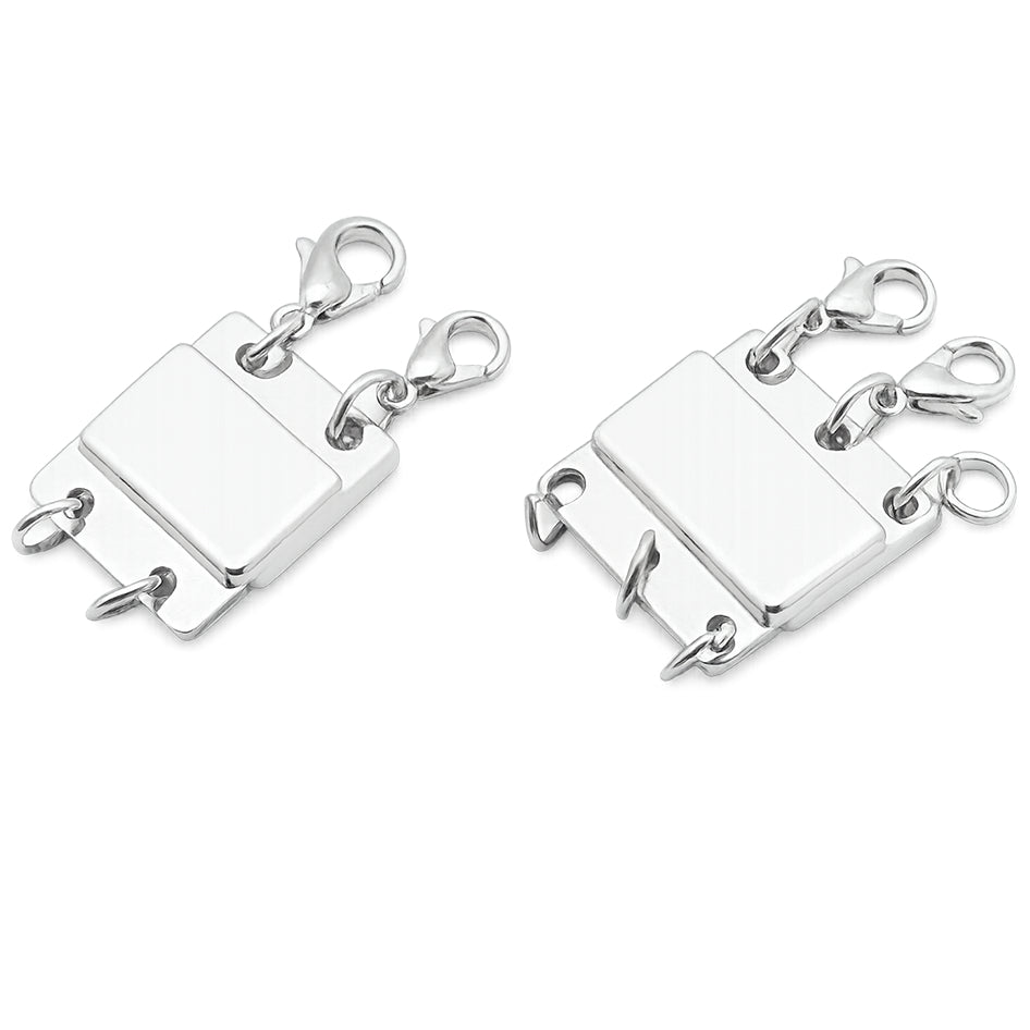 18K Gold and Silver Layered Necklace Clasp Magnetic Separator for Multiple Chains