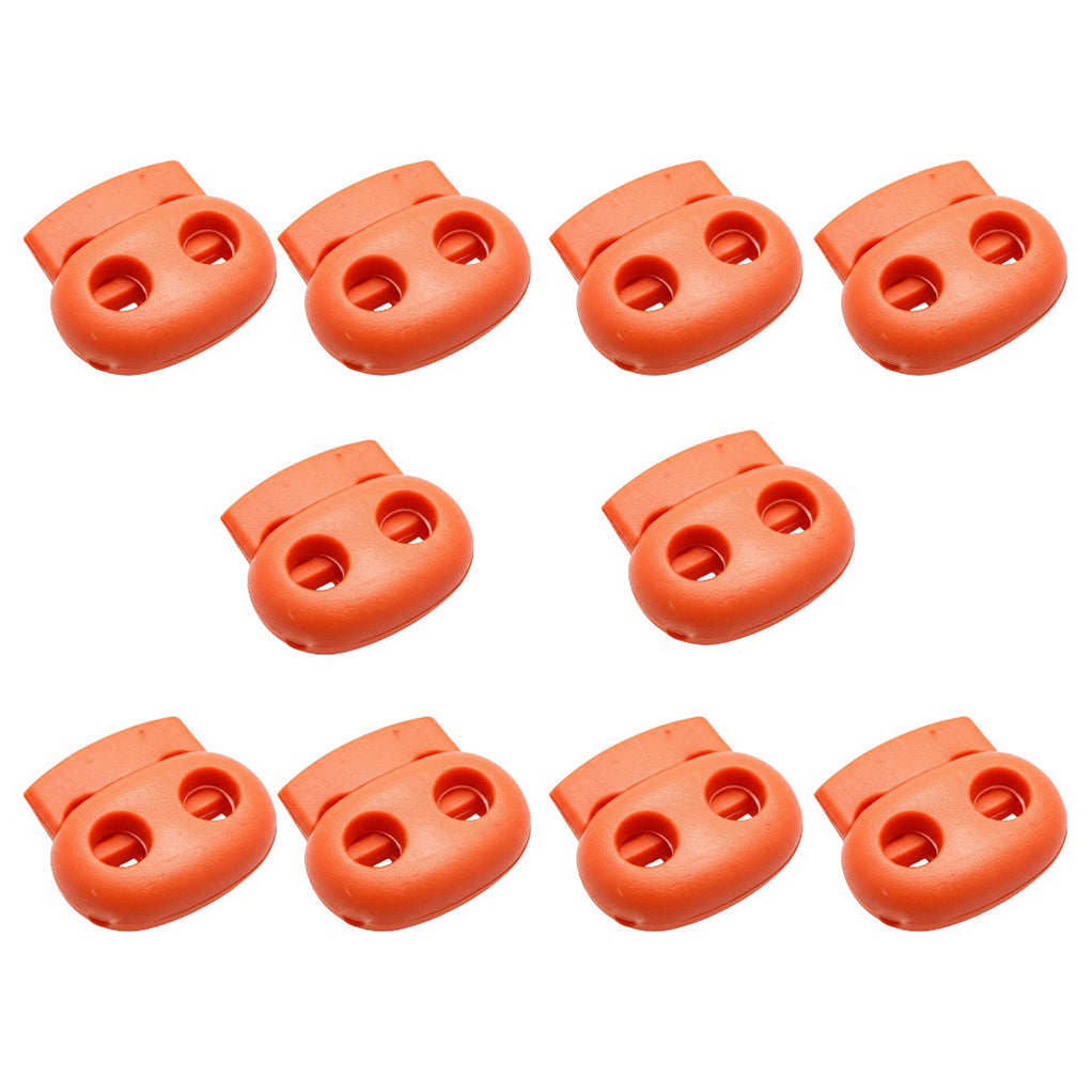 Double Hole Plastic Spring Cord Lock Toggles for Drawstrings Paracord Shoelaces and Elastic Bungee Rope