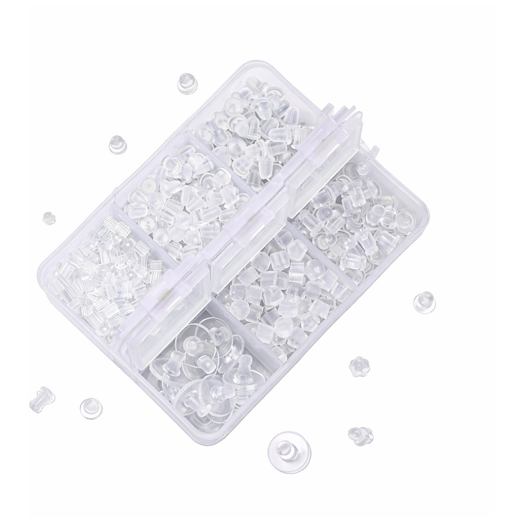 6 Styles Clear Silicone Earring Backs Hypoallergenic Rubber Clutch Stoppers for Studs Hooks and Hoops
