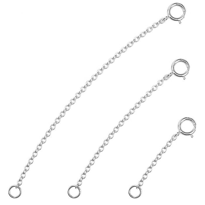 925 Sterling Silver Necklace Extenders for Women Bracelets Anklets Jewelry Making, Pack of 3