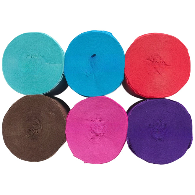 Crepe Paper Streamers 82ft Each Roll for Birthday, Wedding, and Party Decorations 1.77 Inch, Pack of 6