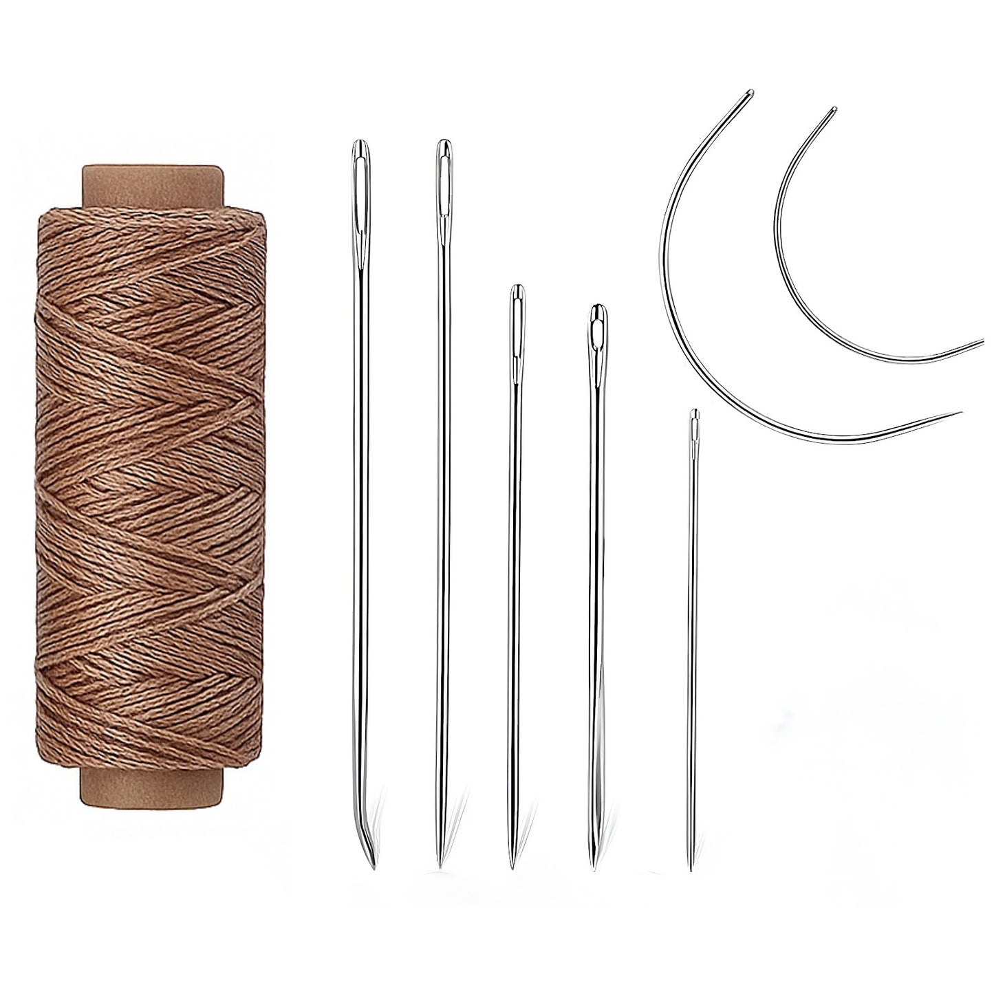 Waxed Thread Upholstery Needle Set with 7 Hand Sewing Needles for Leather Repair