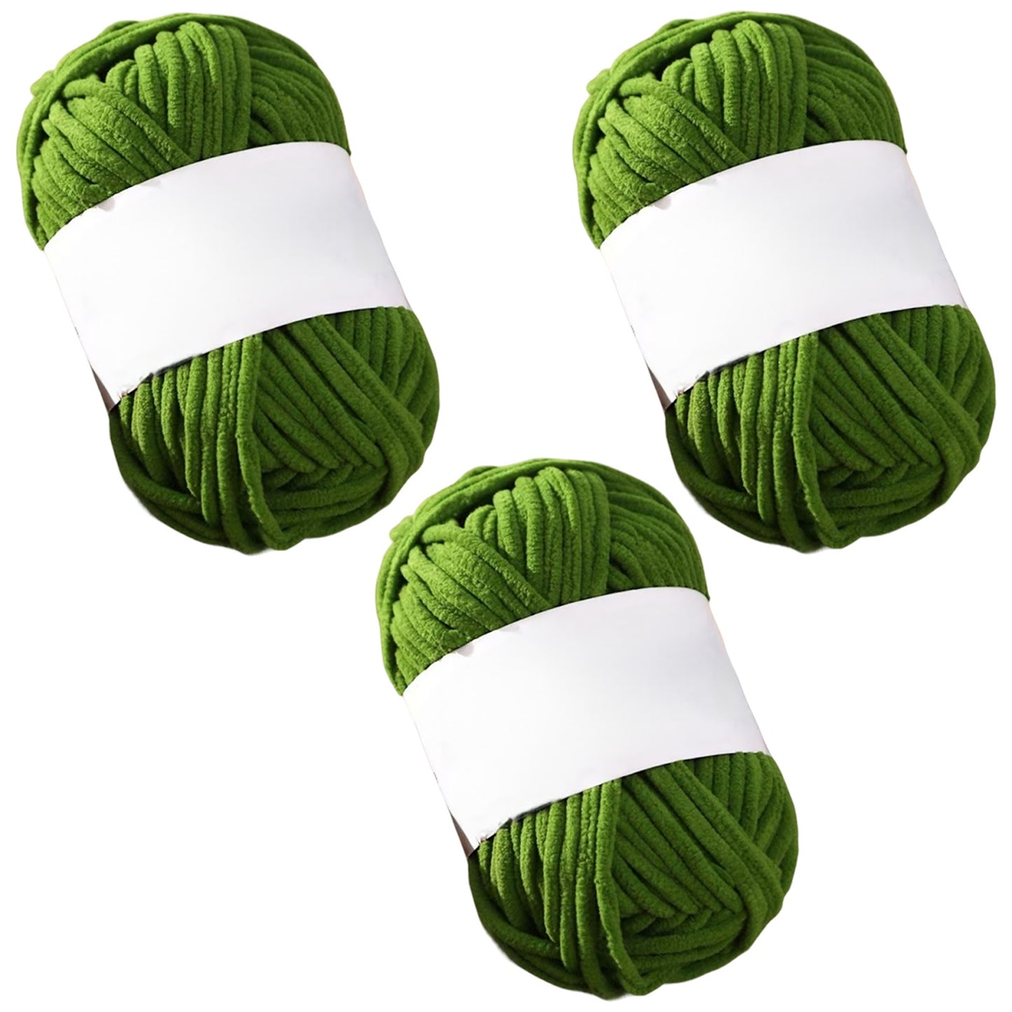 Soft Chenille Velvet Yarn for Crocheting Knitting Weaving Blankets and DIY Craft Projects 50 Grams/1.76oz 93 yards, Pack of 3