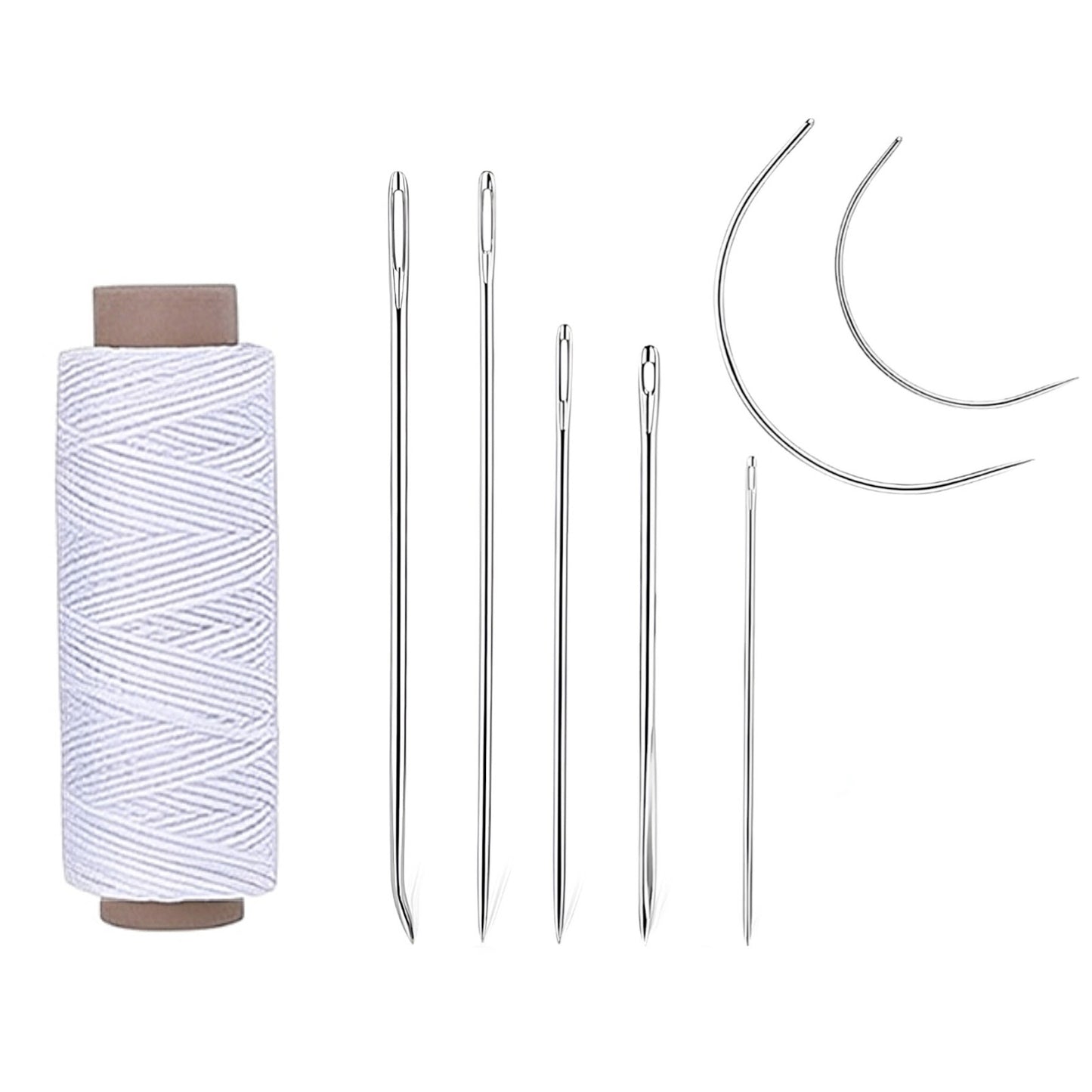 Waxed Thread Upholstery Needle Set with 7 Hand Sewing Needles for Leather Repair
