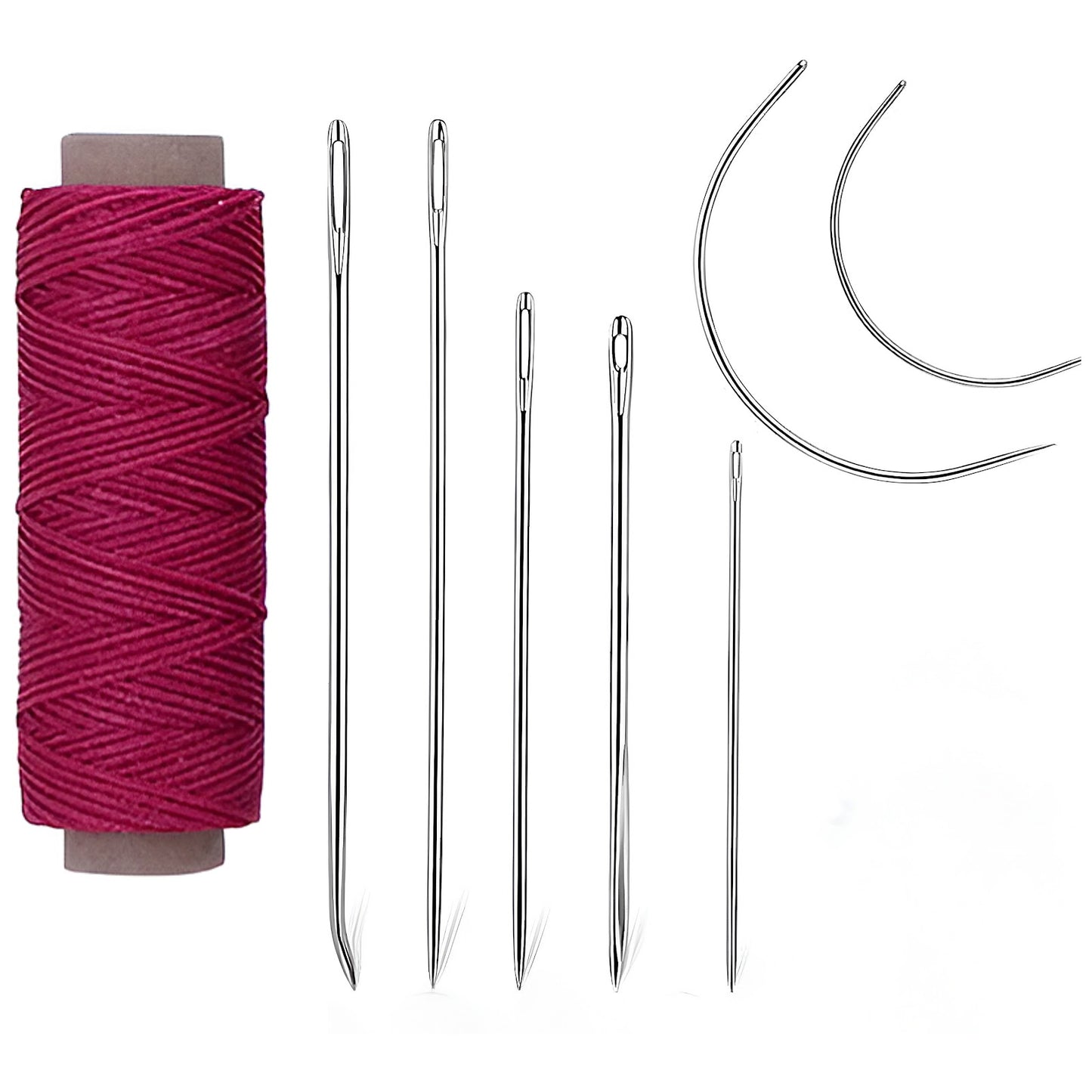 Waxed Thread Upholstery Needle Set with 7 Hand Sewing Needles for Leather Repair