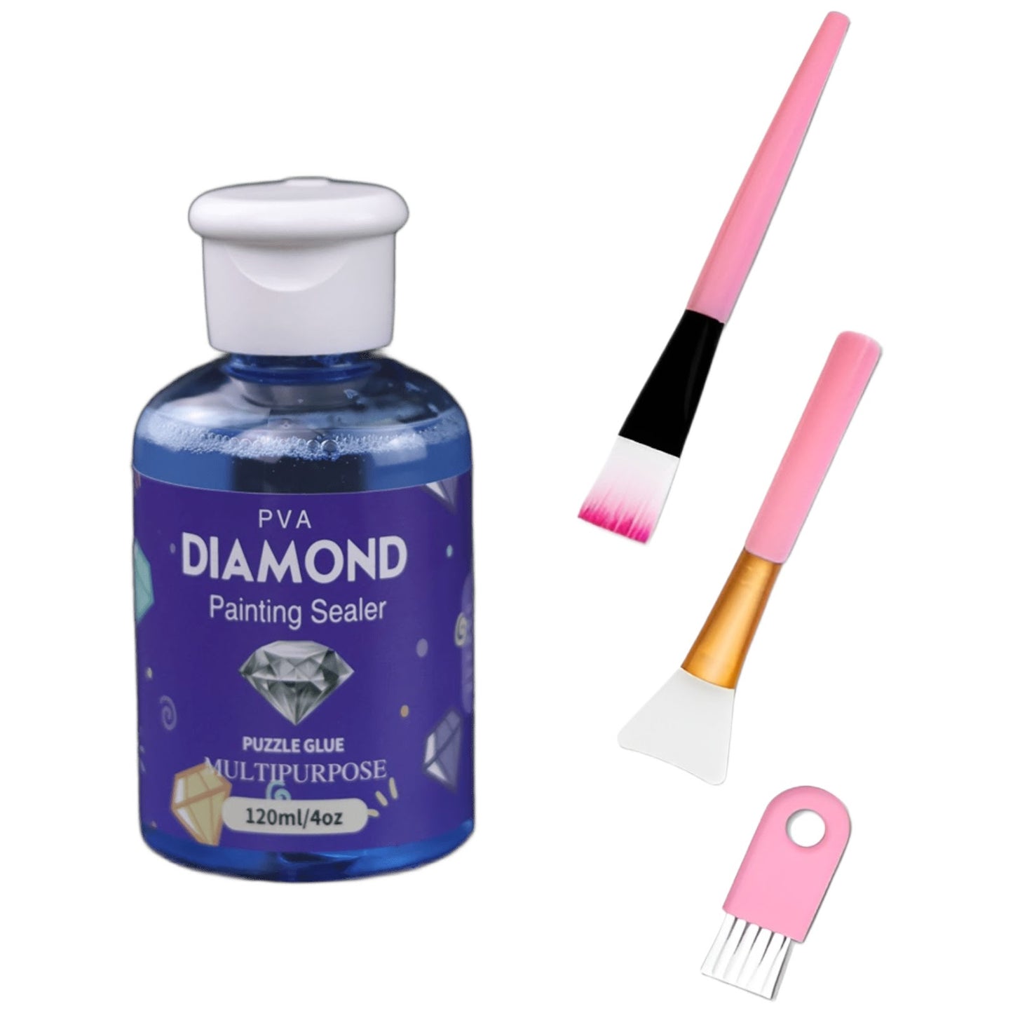 Diamond Painting Sealer Kit 120ML with Brush Set for Diamond Art and Puzzle Glue Protection