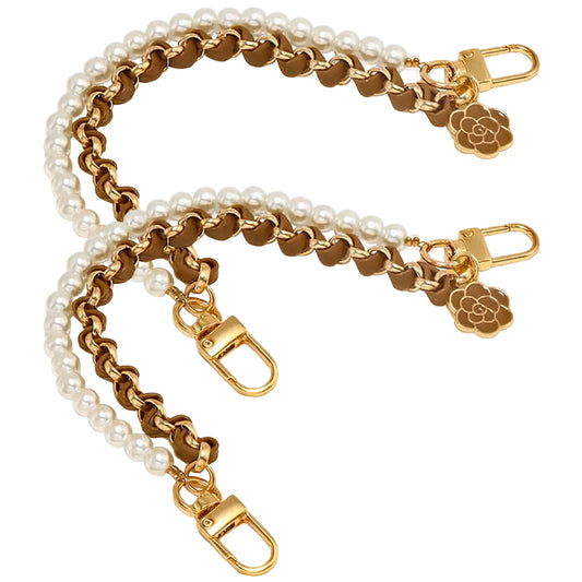 Metal Purse Extender Chains with Pearl Charms for Handbags and Crossbody Bags, Pack of 2