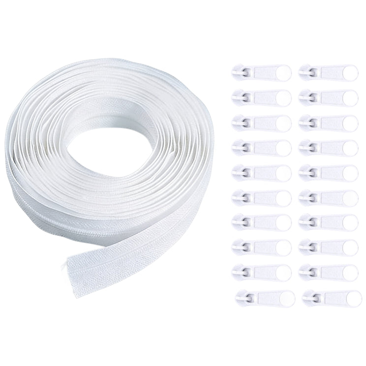 Nylon Coil Zipper 10 Yards with 20 Sliders for DIY Sewing Bags Garments and Crafts