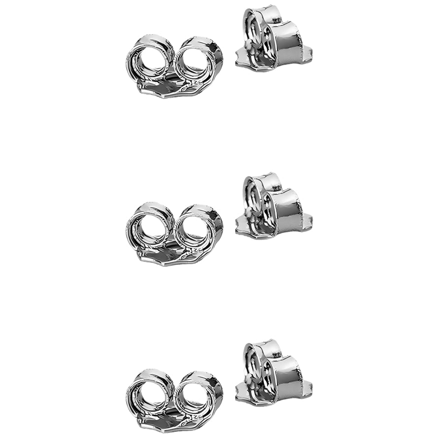Locking Earring Backs for Stud Earrings Secure Replacement for Standard Posts, Pair of 3