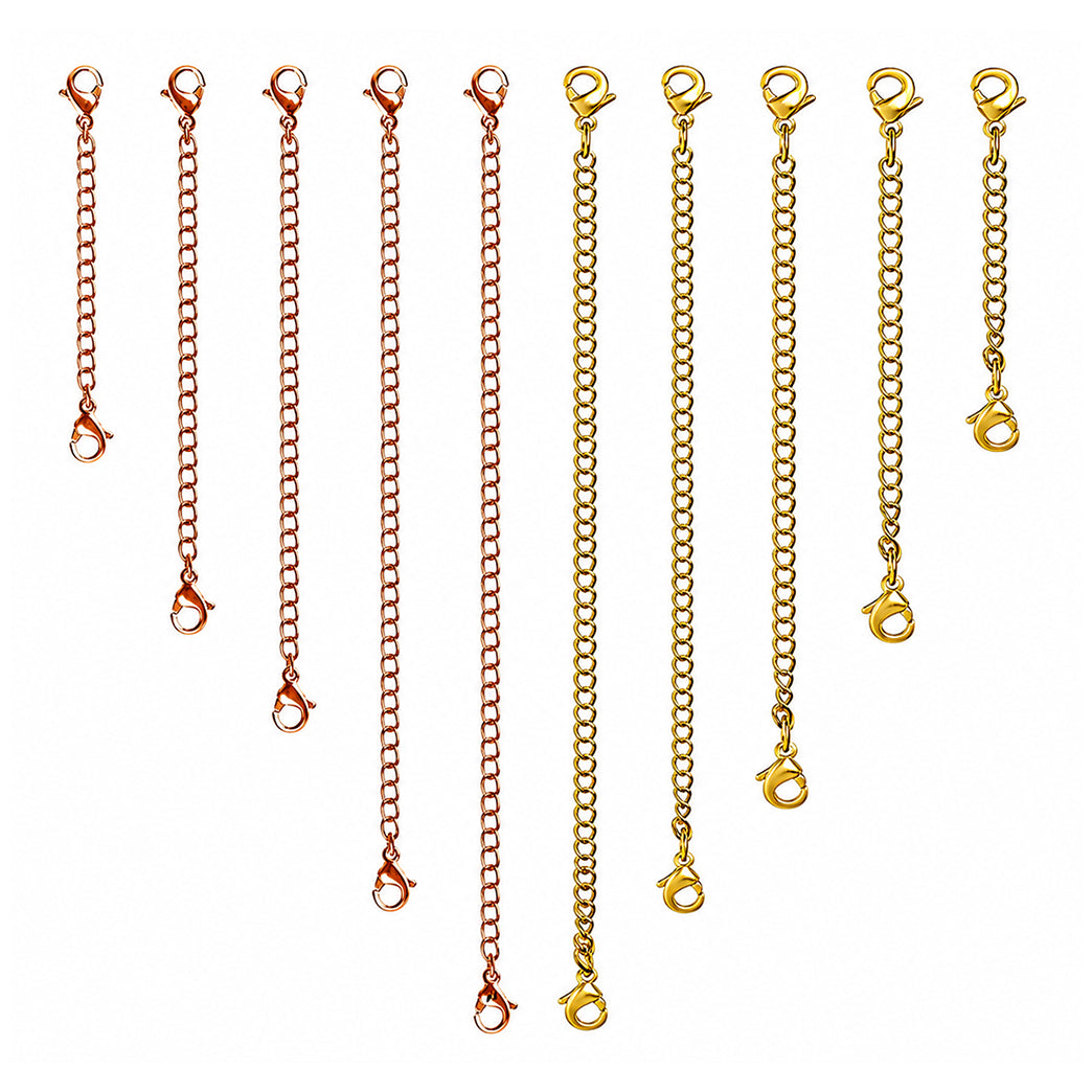 Stainless Steel Necklace Extender Chains for Bracelets Jewelry Making and Adjustable Necklace Length, Set of 10