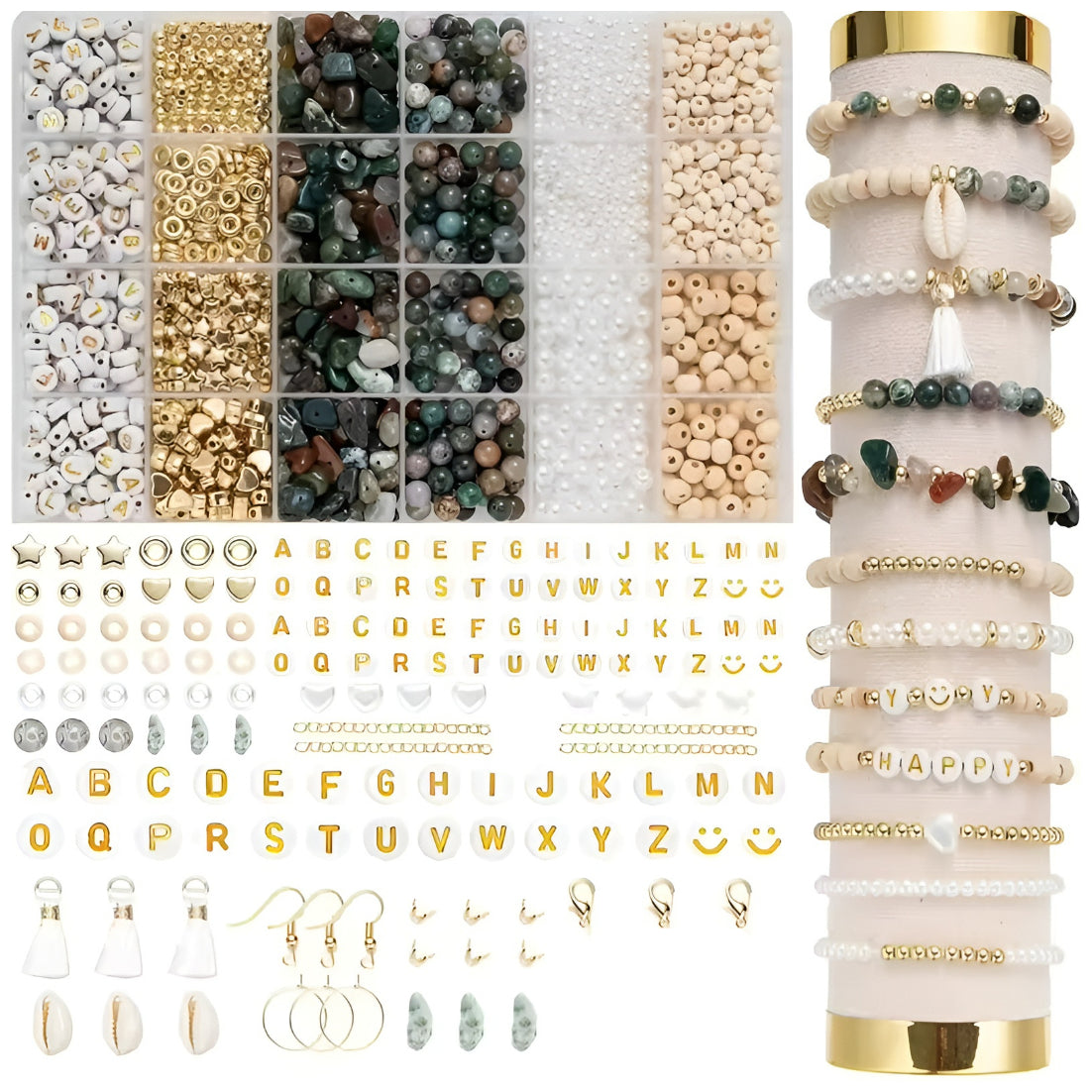 Natural Stone Beads Jewelry Making Kit Irregular Gemstone Supplies for DIY Bracelets Necklaces Earrings Adults