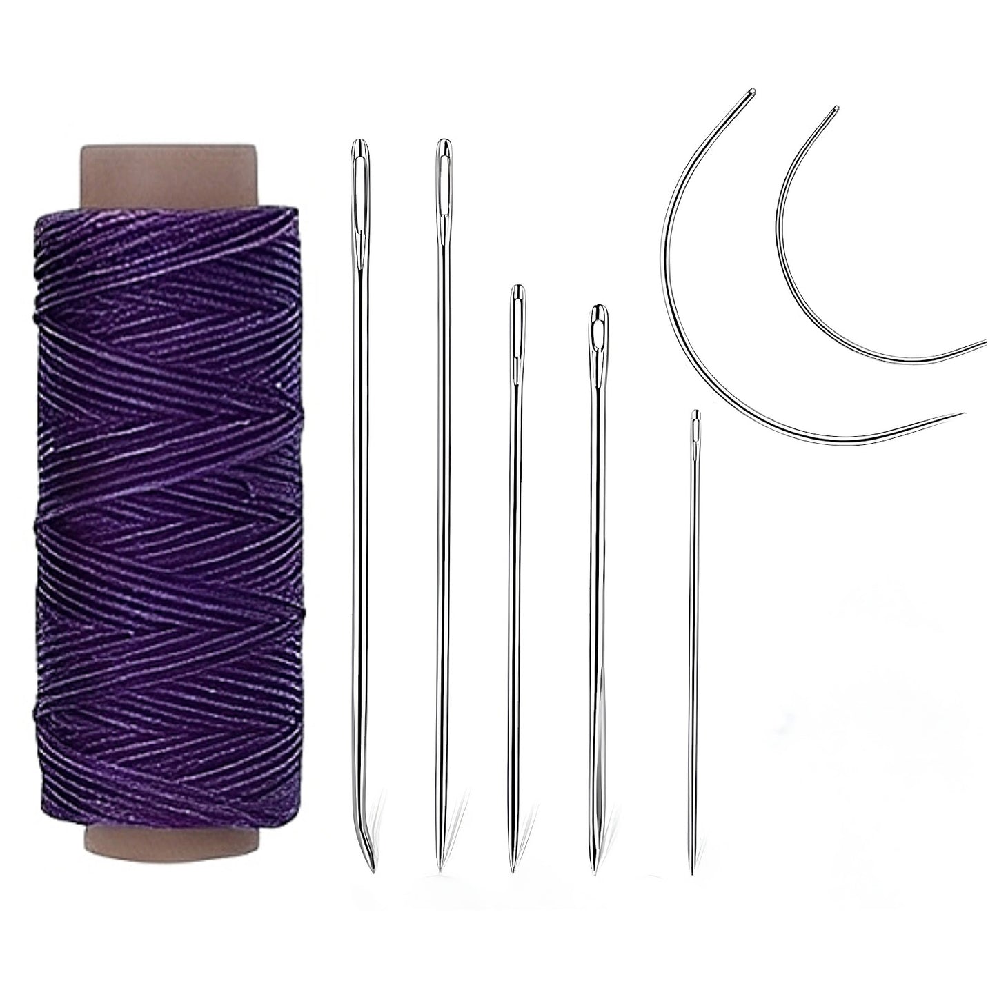 55 Yards Waxed Thread with 7 Leather Needles for Hand Sewing Leather Upholstery Repair Canvas Bags