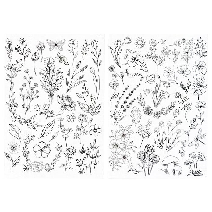 Water Soluble Embroidery Stabilizer Stick and Stitch Transfer Paper with Pre Printed Patterns for Hand Sewing Beginners, Pack of 2