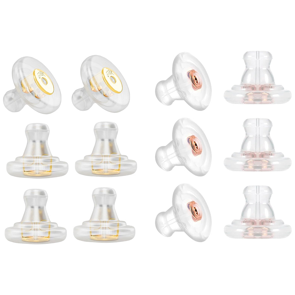 Hypoallergenic Silicone Earring Backs With Secure Locking Fit For Studs, Adults And Kids, Pack of 12