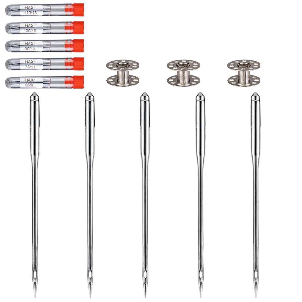 50 Pack Universal Sewing Machine Needles for Singer Brother Janome in Assorted Sizes HAX1 65–110