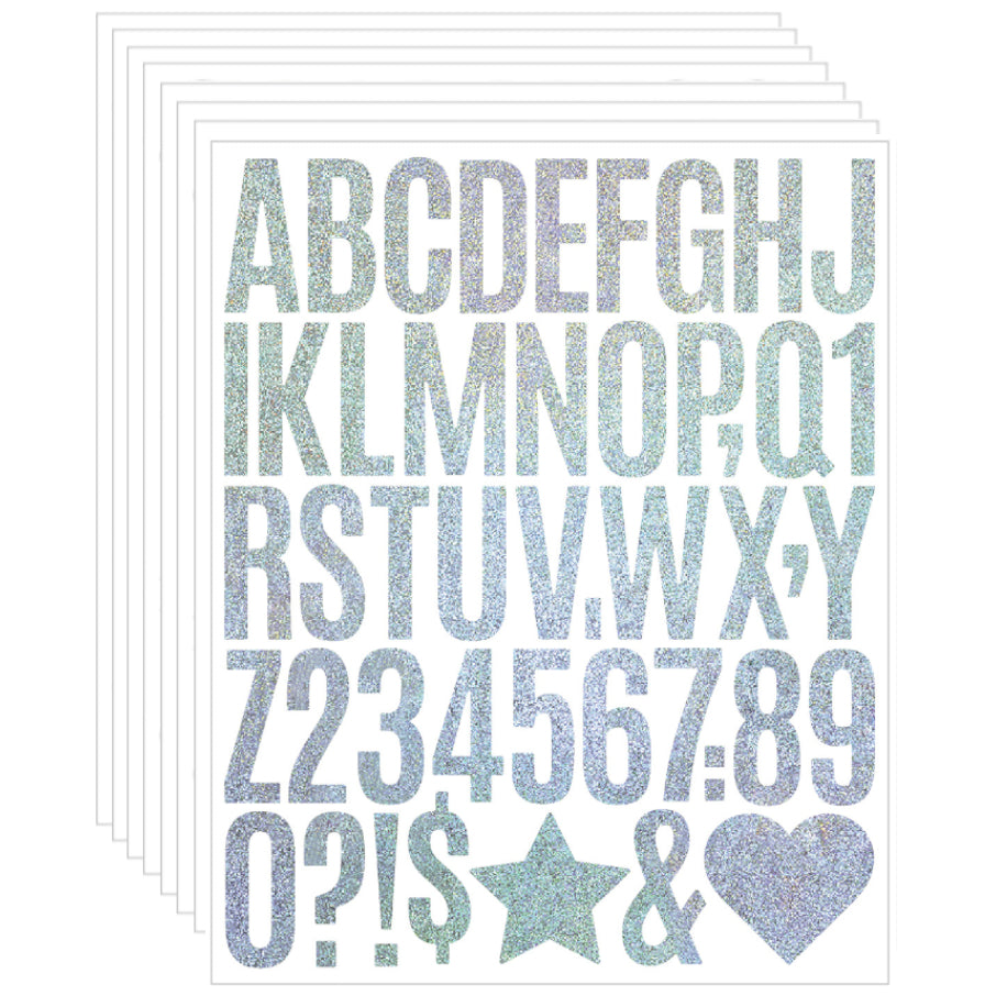 Glitter Vinyl Letter and Number Stickers Self Adhesive Waterproof Decals for Crafts Signs Mailbox DIY Decoration, Pack of 8